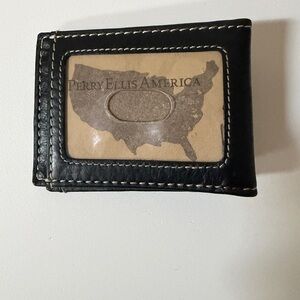 Perry Ellis Black Leather Card Holder